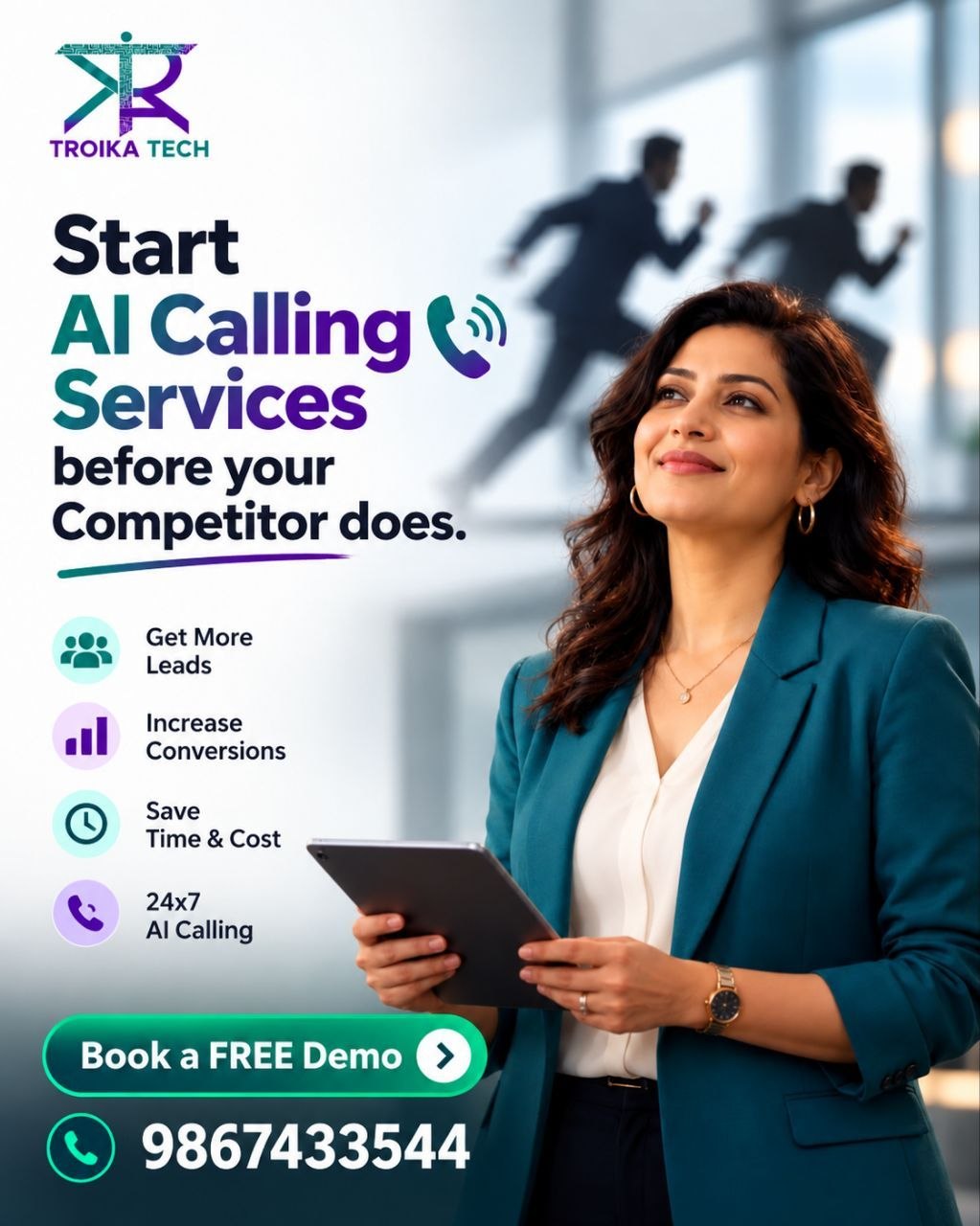 Start AI Calling Services before your competitor does with Troika Tech. Book a FREE demo: 9867433544